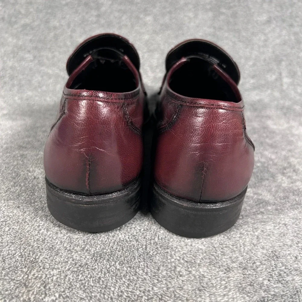 Florsheim Loafers Como Burgundy Black Cherry Leather Moc Toe Strap Mens 9.5D